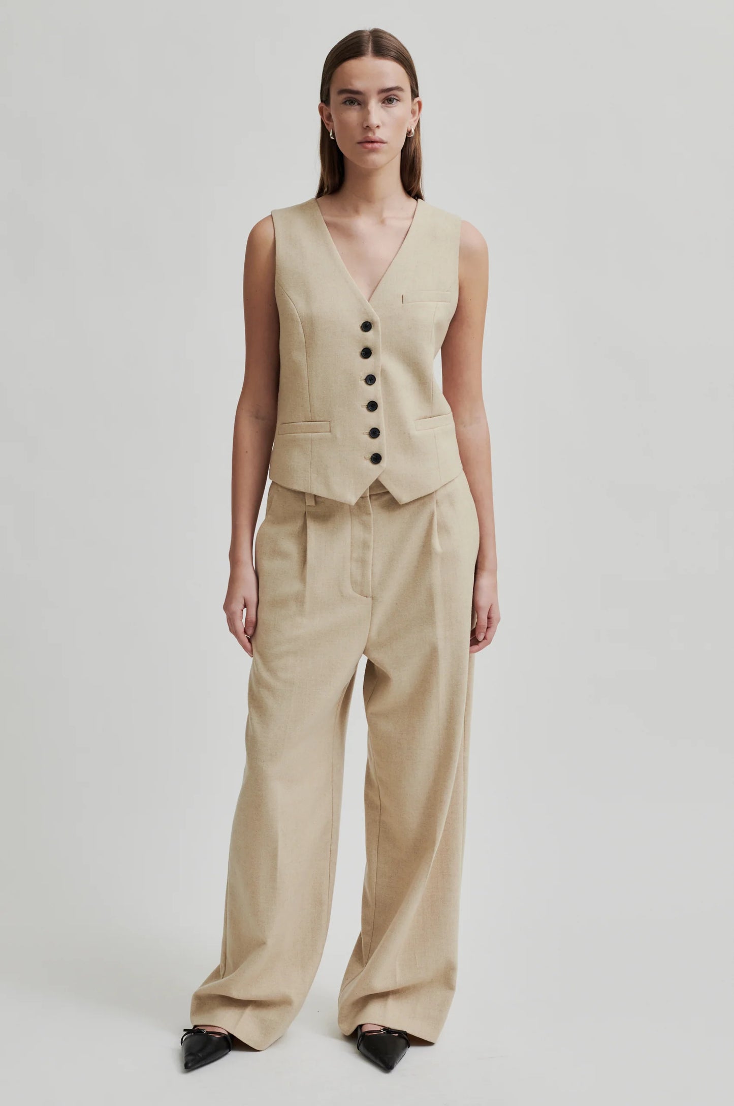 SECOND FEMALE | WOMEN'S VEST | NAVADA WAISTCOAT BEIGE MELANGE | BEIGE