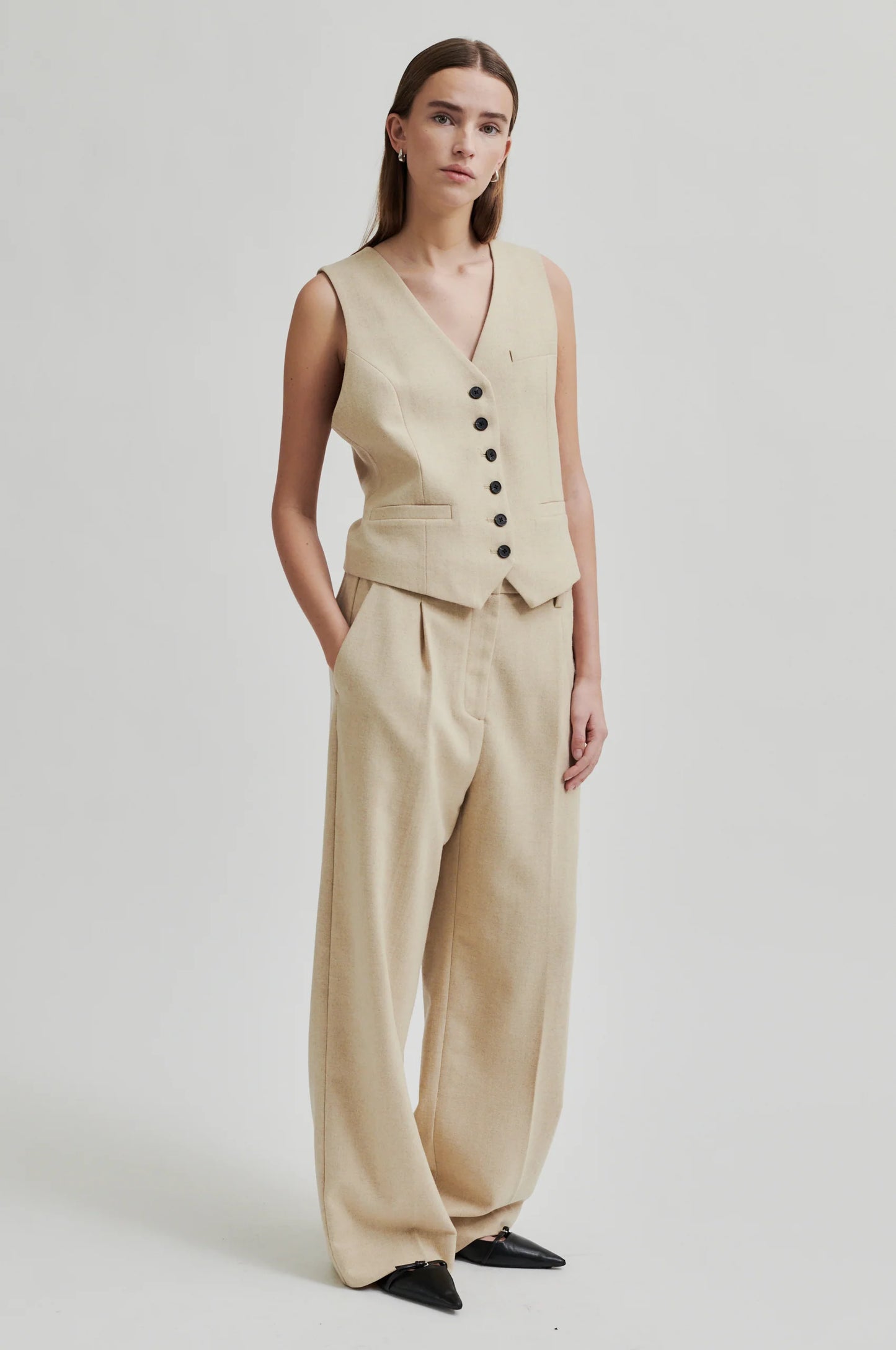 SECOND FEMALE | WOMEN'S VEST | NAVADA WAISTCOAT BEIGE MELANGE | BEIGE