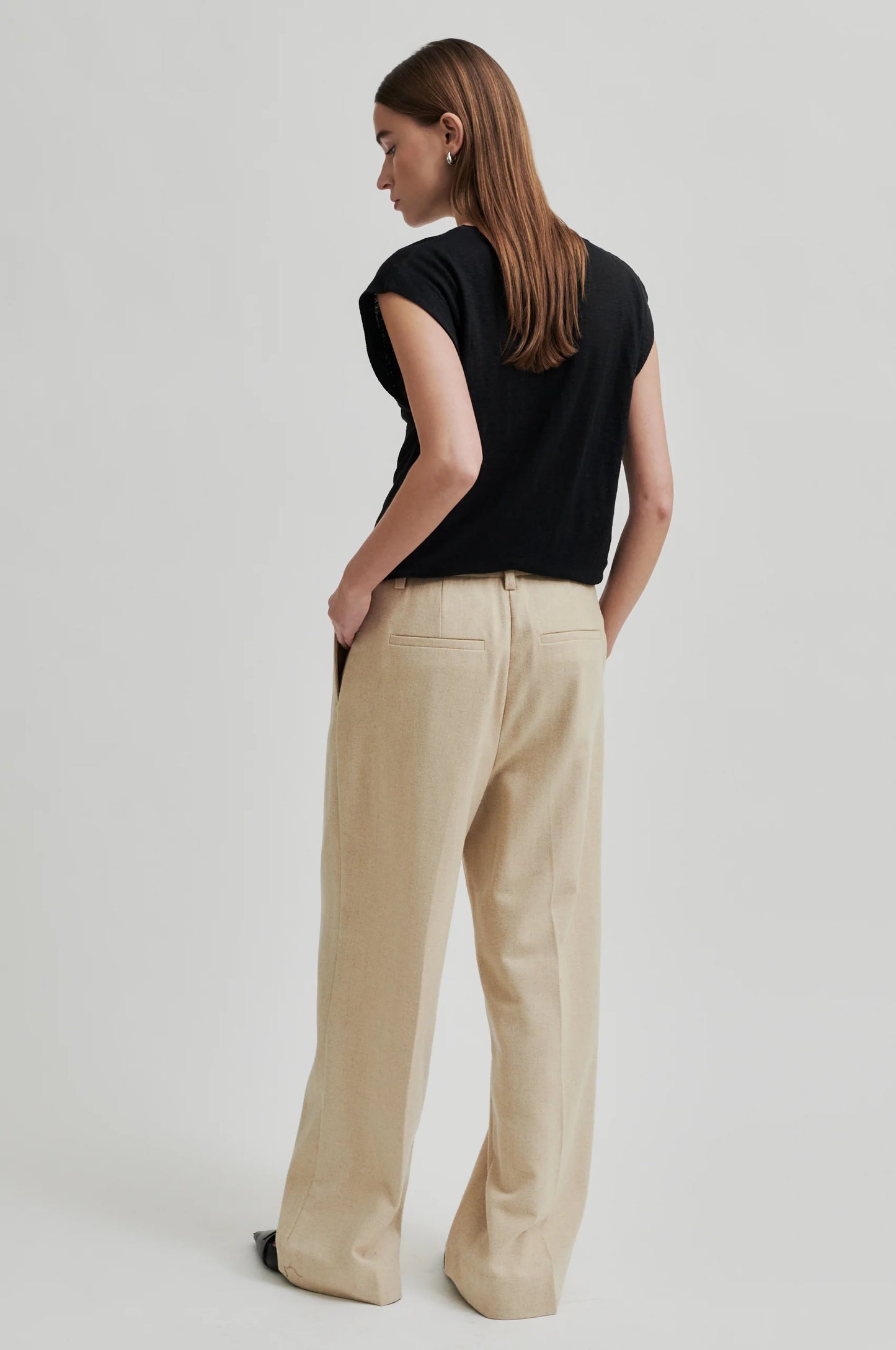 SECOND FEMALE | PANTALONES MUJER | NAVADA CLASSIC TROUSERS BEIGE MELANGE | BEIGE