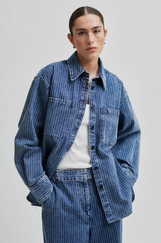 SECOND FEMALE | CAMISSA DONA | TENNESSE CLASSIC SHIRT BLUE DENIM | BLAU