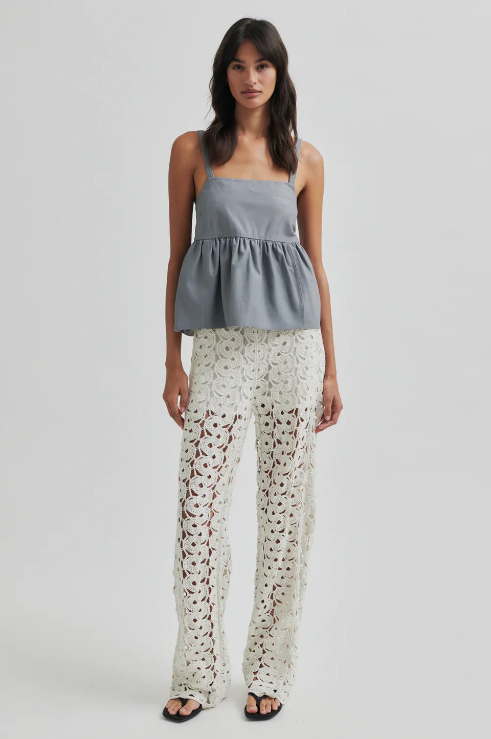 SECOND FEMALE Coralie KNIT Pants: أبيض بنطال للنساء
