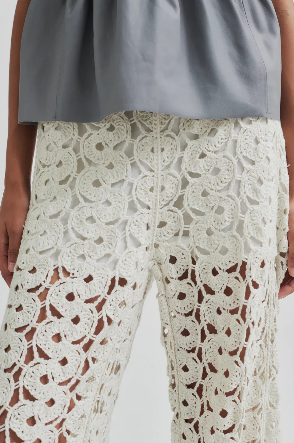SECOND FEMALE Coralie KNIT Pants: أبيض بنطال للنساء