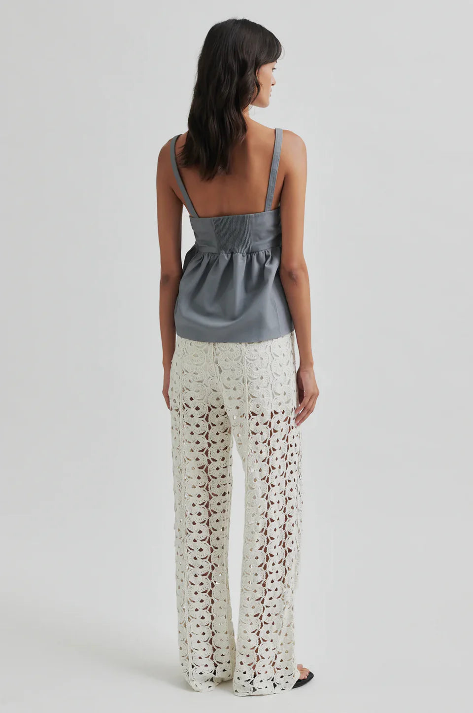 SECOND FEMALE Coralie KNIT Pants: أبيض بنطال للنساء