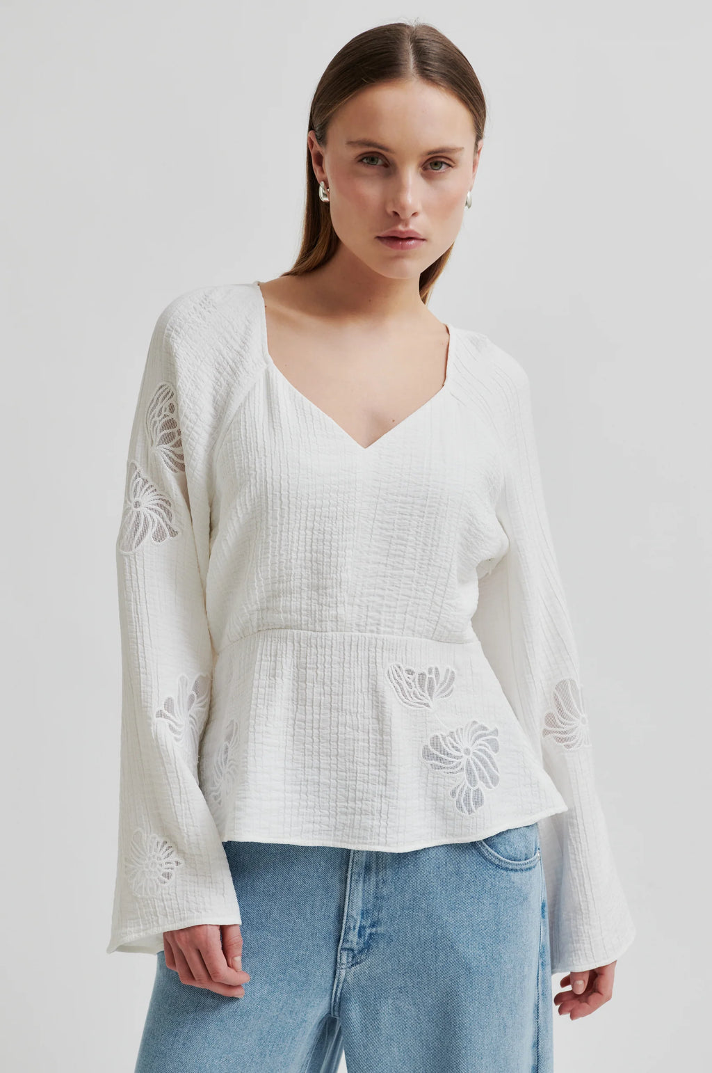 SECOND FEMALE Limona Blouse: wit blouse voor dames