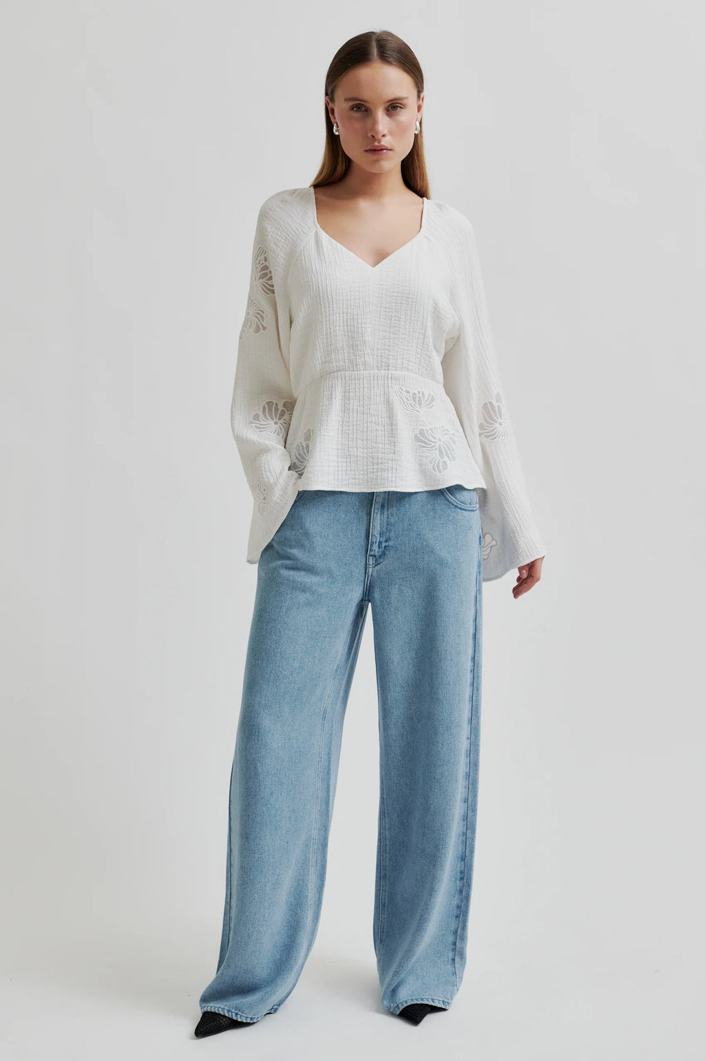 SECOND FEMALE Limona Blouse: wit blouse voor dames