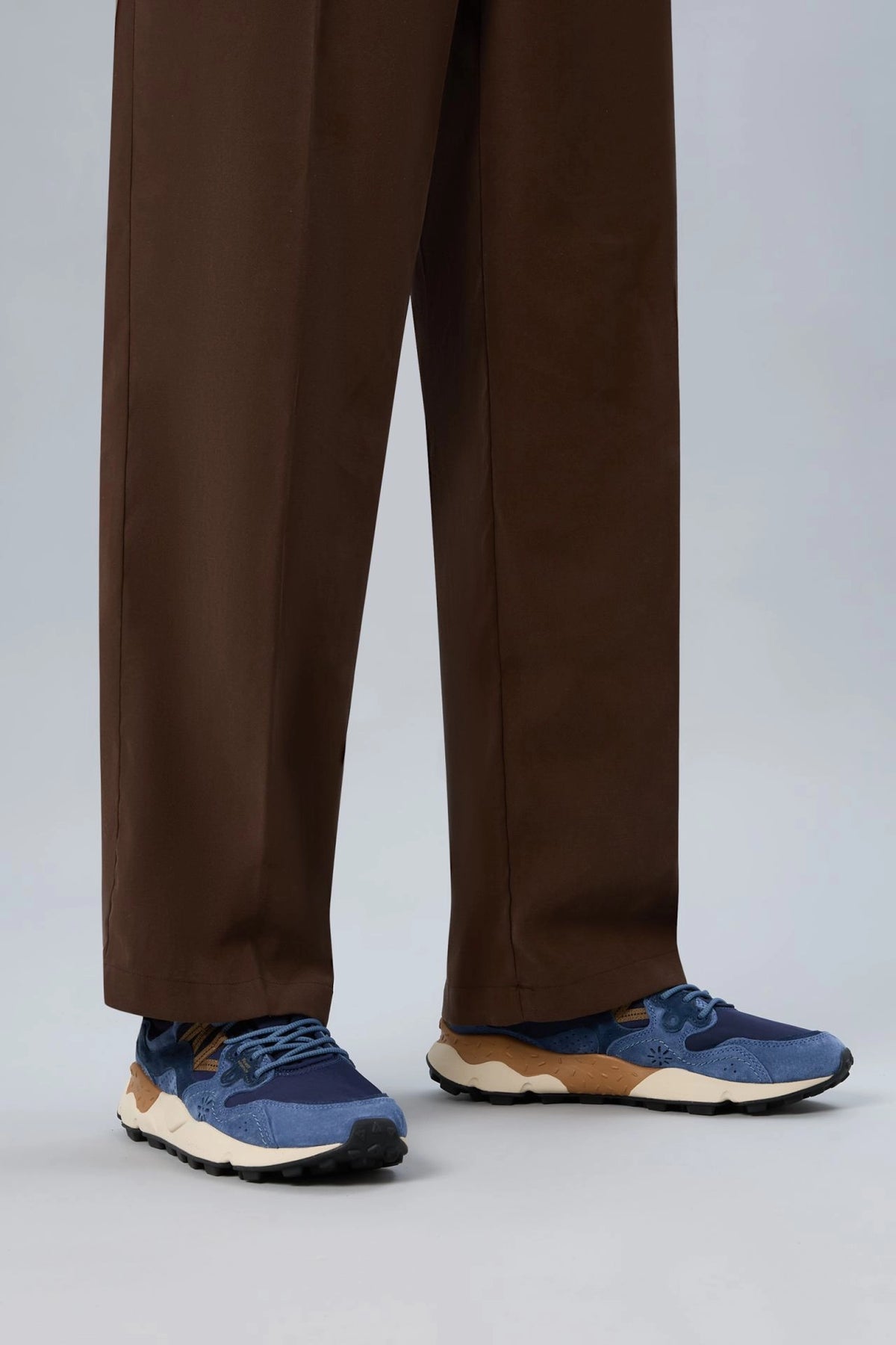 FLOWER MOUNTAIN Yamano 3 MAN Suede/nylon Navy-blue-brown: niebieski sneakersy dla mężczyzn