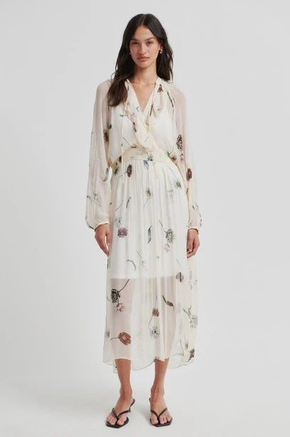 SECOND FEMALE | DRESS | WOMAN | FLORAL MAXI DRESS | BEIGE