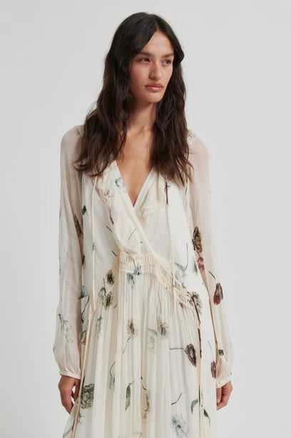 SECOND FEMALE | DRESS | WOMAN | FLORAL MAXI DRESS | BEIGE