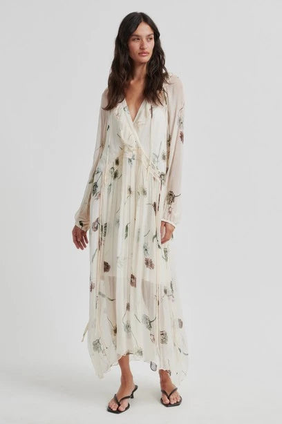 SECOND FEMALE | DRESS | WOMAN | FLORAL MAXI DRESS | BEIGE