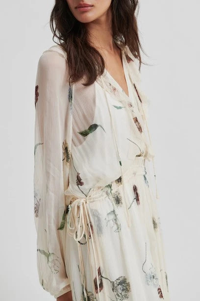 SECOND FEMALE | DRESS | WOMAN | FLORAL MAXI DRESS | BEIGE