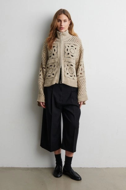 SECOND FEMALE Sella Cropped Trousers Black: negre pantalons per a dona