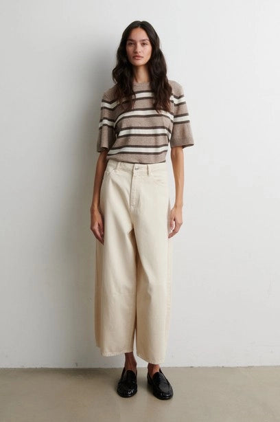 SECOND FEMALE | CAMISETAS | MUJER | VILNA KNIT SS O-NECK LIGHT BEIGE MELANGE | MULTICOLOR