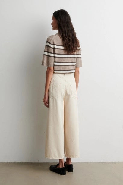 SECOND FEMALE | CAMISETAS | MUJER | VILNA KNIT SS O-NECK LIGHT BEIGE MELANGE | MULTICOLOR