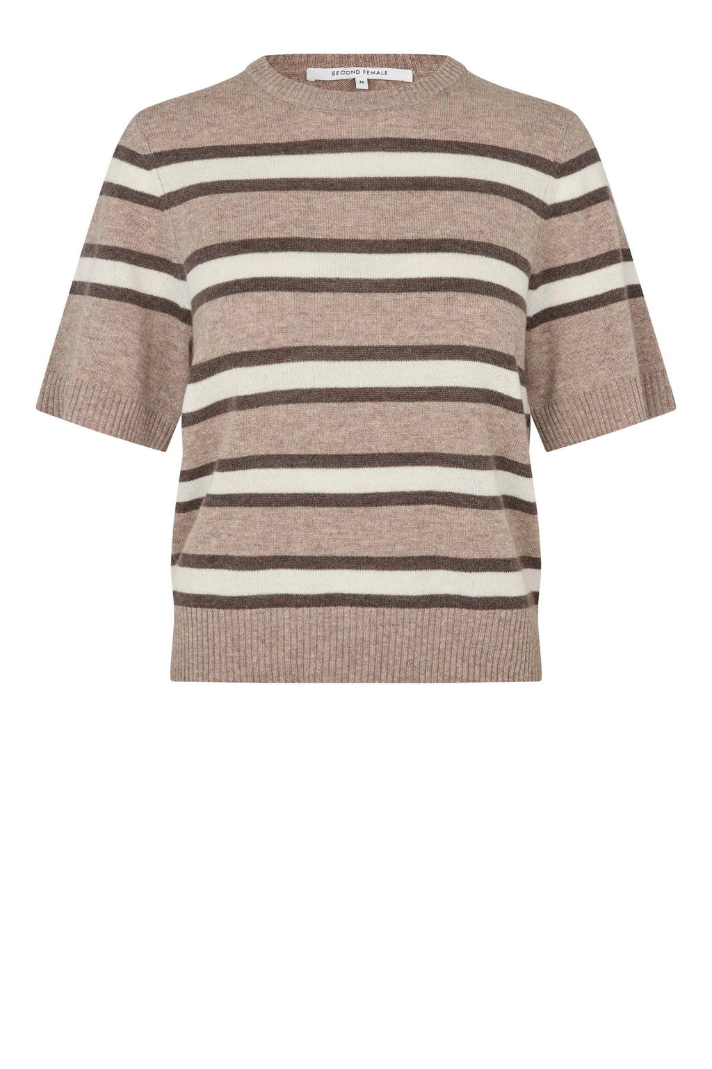 SECOND FEMALE | CAMISETAS | MUJER | VILNA KNIT SS O-NECK LIGHT BEIGE MELANGE | MULTICOLOR