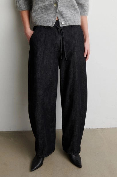 SECOND FEMALE DERA Denim Cargo Trousers Black: negre pantalons per a dona