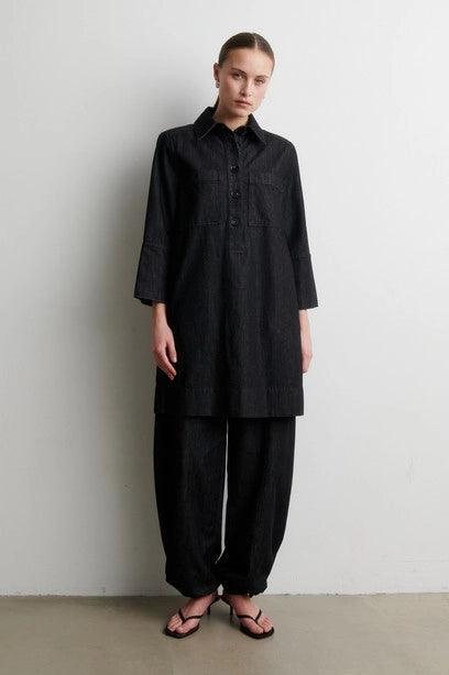 SECOND FEMALE DERA Denim Cargo Trousers Black: negre pantalons per a dona