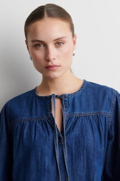 SECOND FEMALE Evana Denim Blouse BLUE Denim: أزرق camisas للنساء