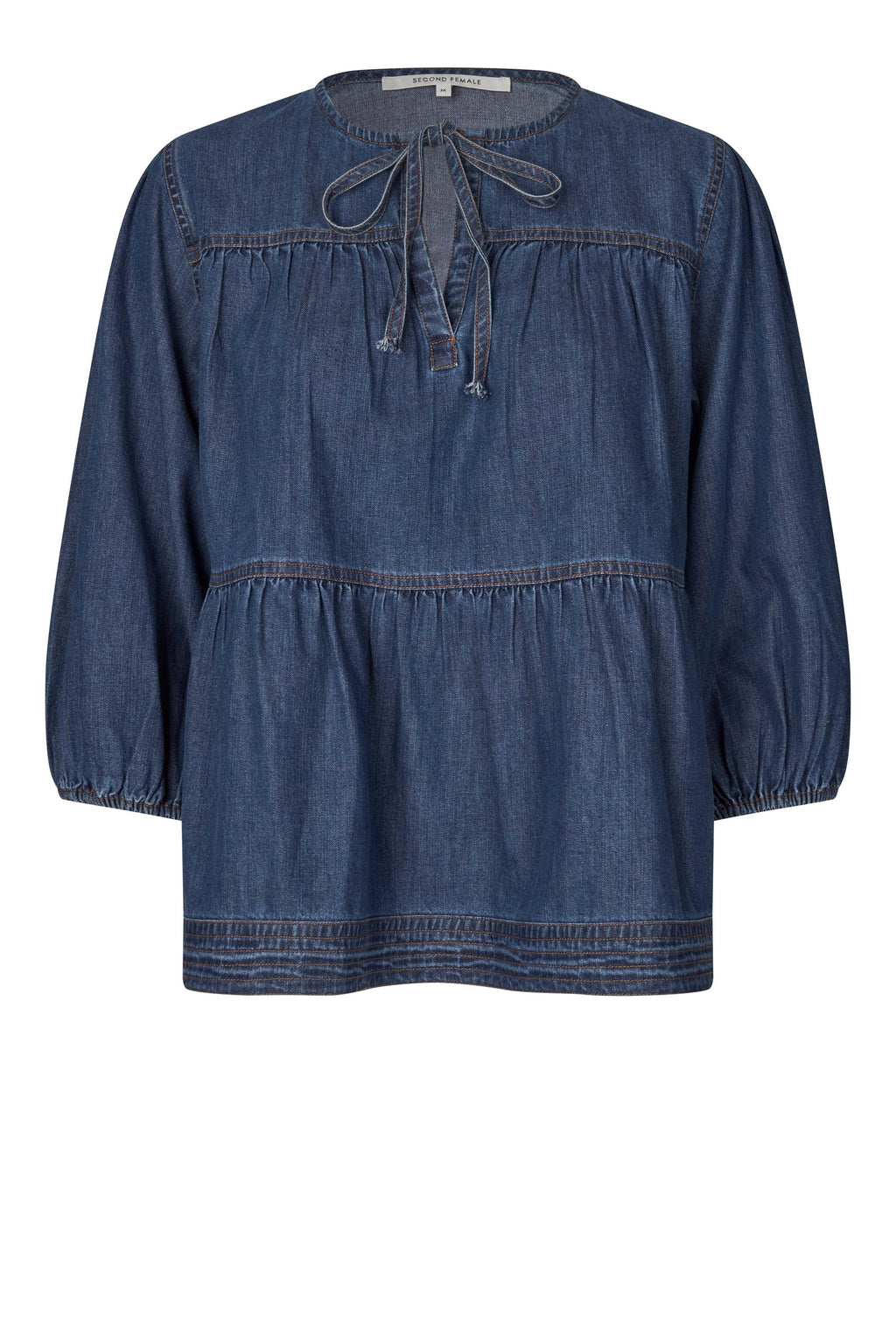 SECOND FEMALE Evana Denim Blouse BLUE Denim: أزرق camisas للنساء