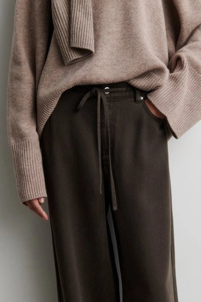 SECOND FEMALE Irven Denim Jeans Black Olive: nero pantaloni da donna