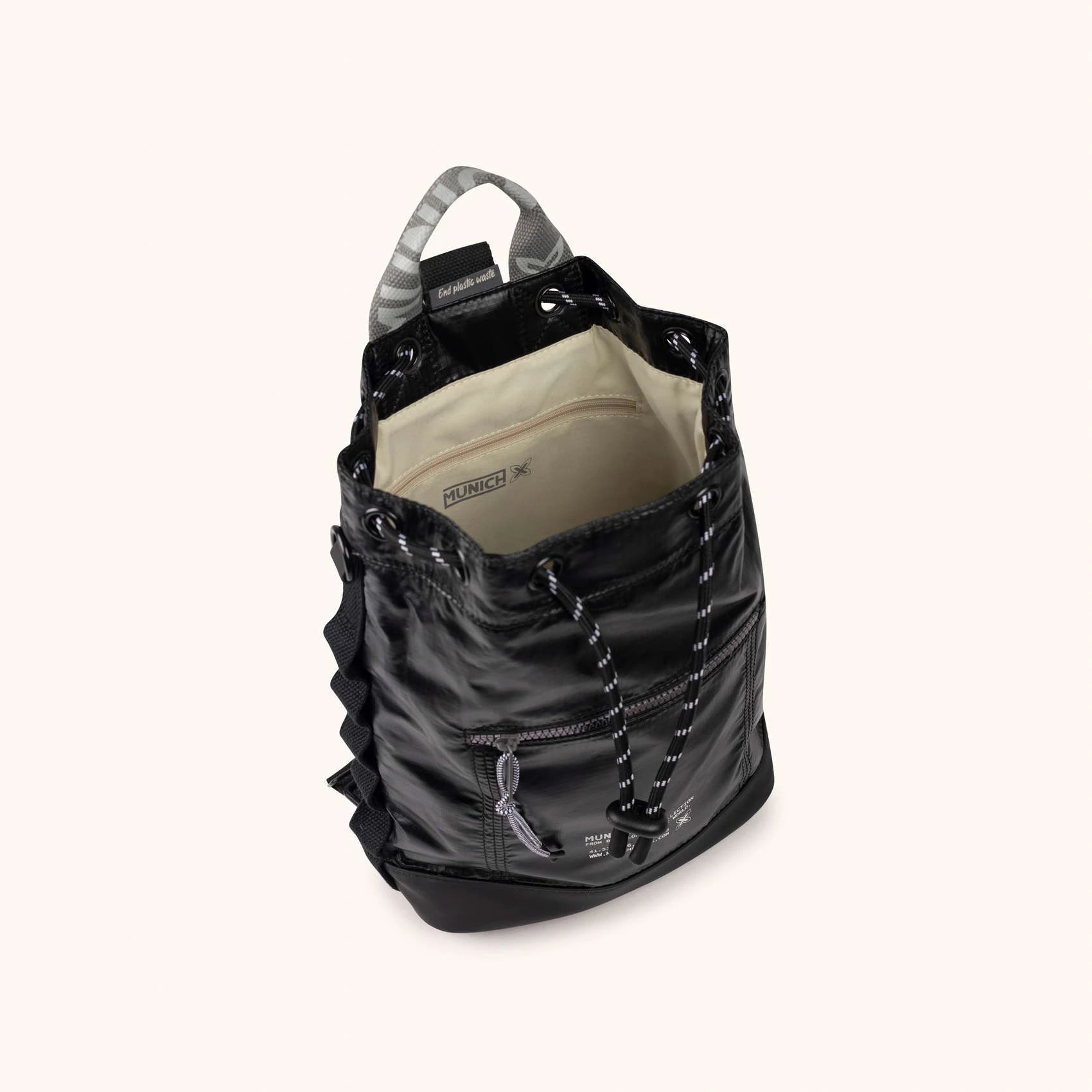 MUNICH | MOCHILA | MUJER | DEEP RECYCLED DRAWSTRING BACKPACK | NEGRO