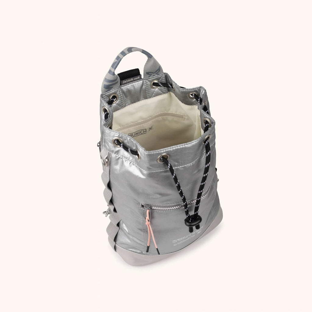 MUNICH | MOCHILA | MUJER | DEEP RECYCLED DRAWSTRING BACKPACK | PLATEADO