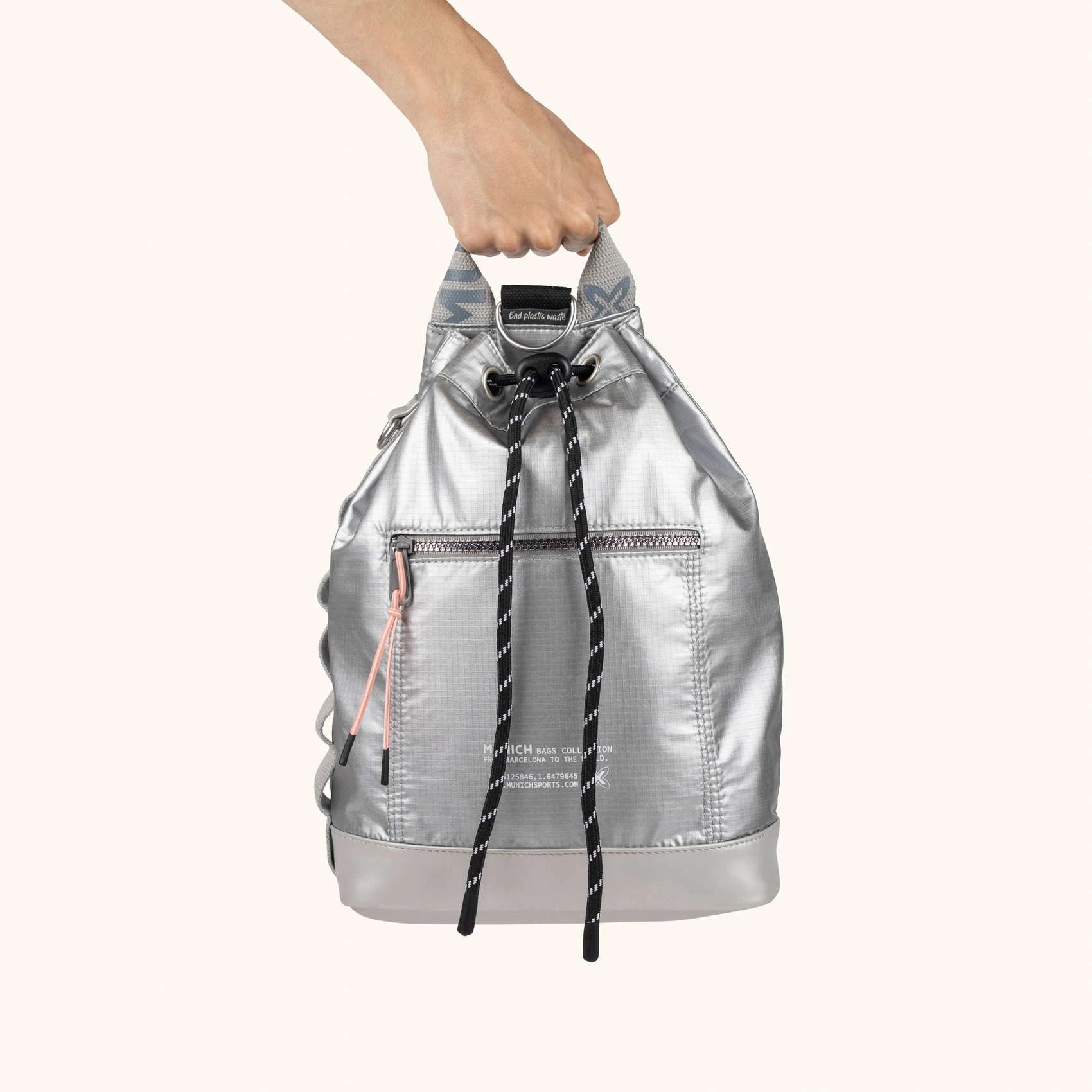 MUNICH | MOCHILA | MUJER | DEEP RECYCLED DRAWSTRING BACKPACK | PLATEADO