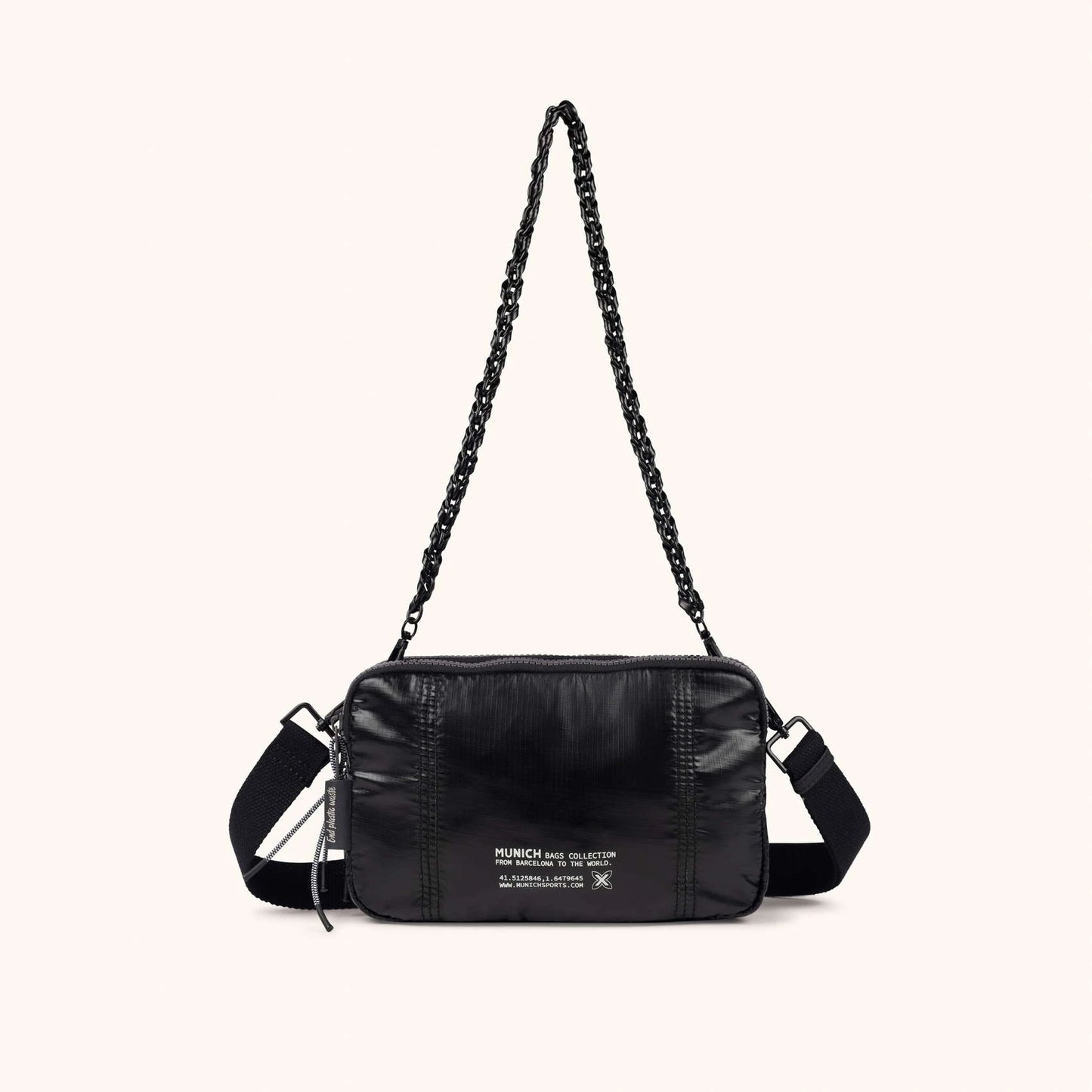 MUNICH | BOLSOS | MUJER | DEEP RECYCLED CROSSBODY DOUBLE | NEGRO
