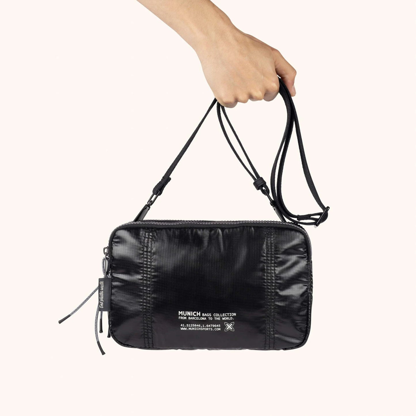 MUNICH | BOLSOS | MUJER | DEEP RECYCLED CROSSBODY DOUBLE | NEGRO