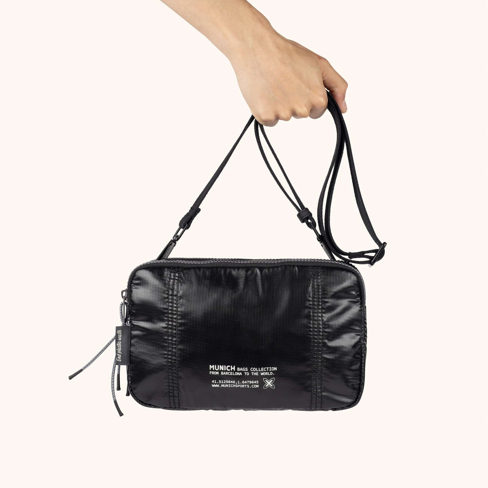 MUNICH | BOLSOS | MUJER | DEEP RECYCLED CROSSBODY DOUBLE | NEGRO