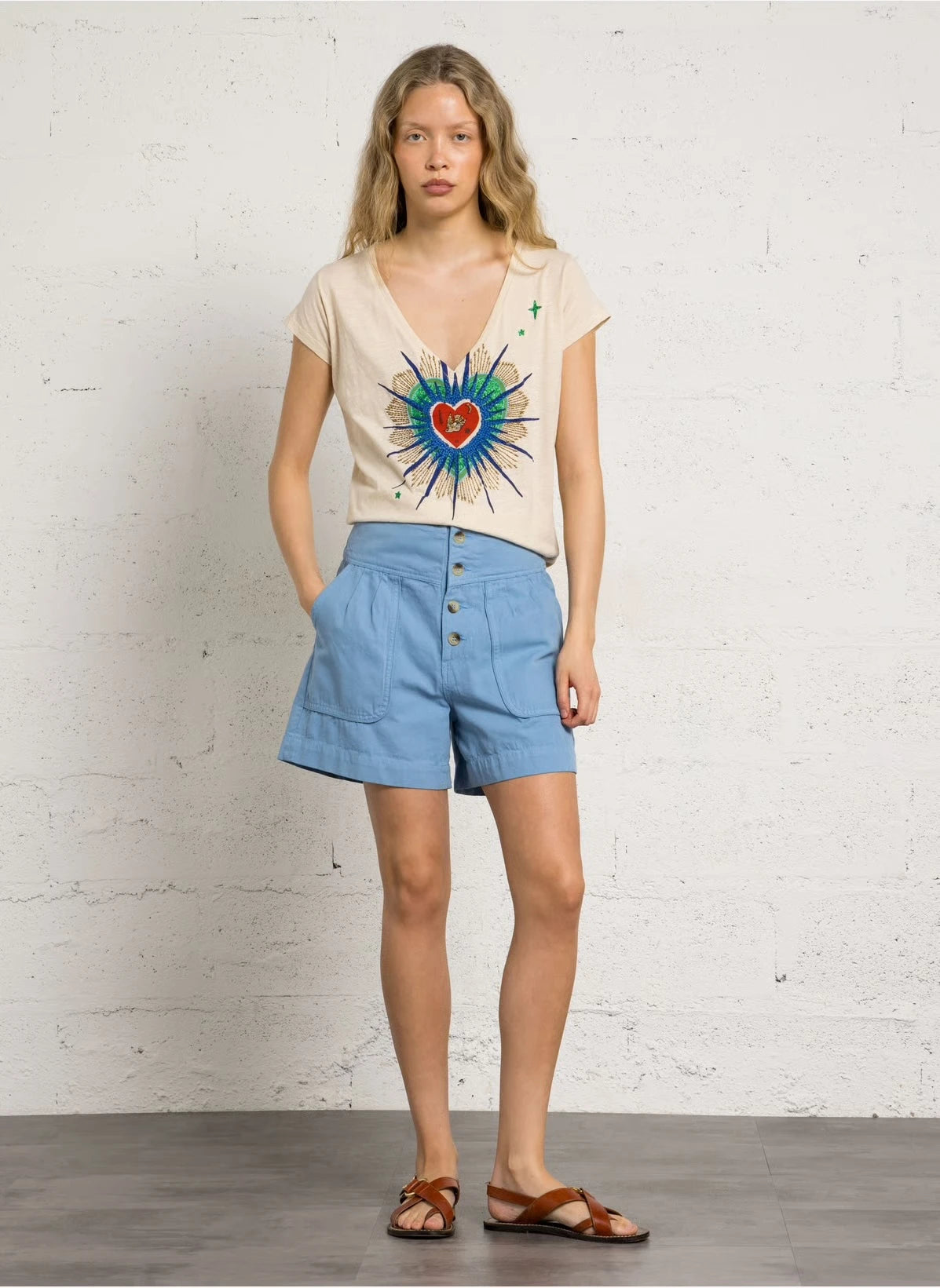 LEON & HARPER | CAMISETAS | MUJER | TONTON JC03 EXVOTO CHALK | BEIGE