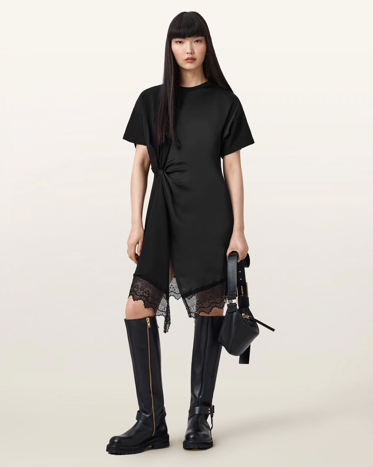 ALL SAINTS LANA LACE Dress Black: zwart jurk voor dames