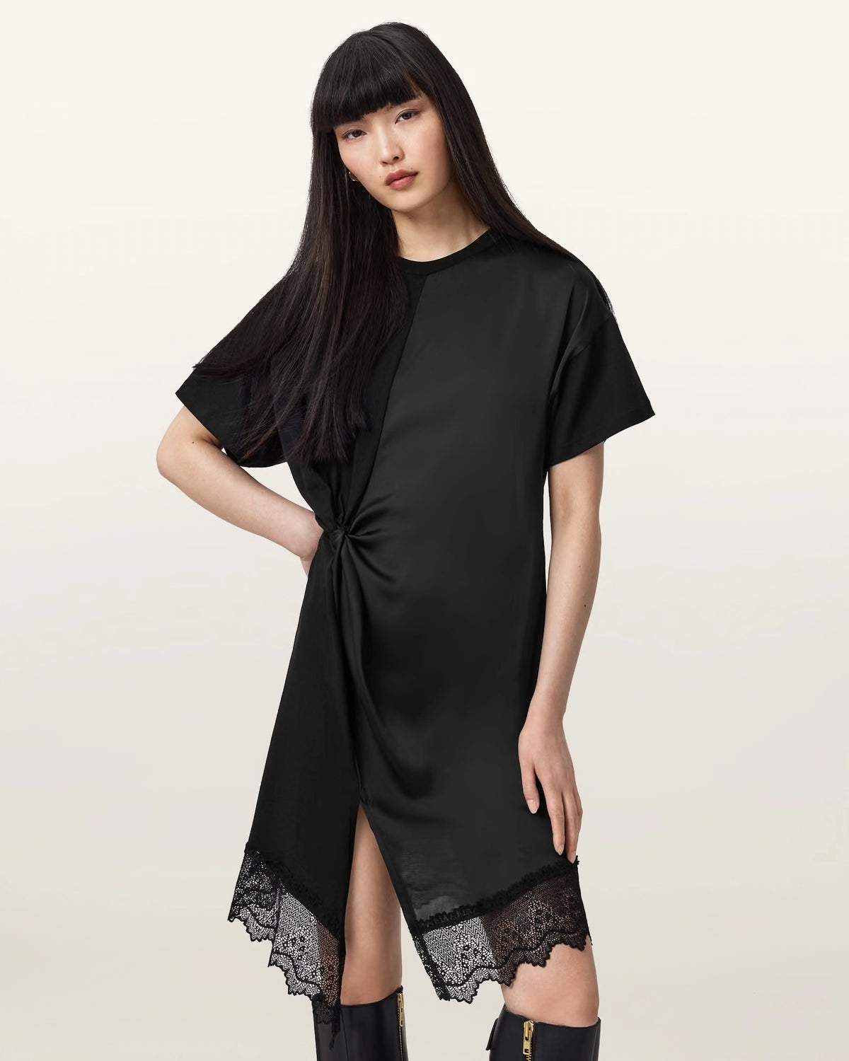 ALL SAINTS LANA LACE Dress Black: zwart jurk voor dames