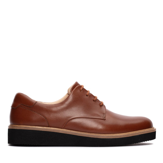CLARKS | SAPATOS DERBY PARA MULHERES | BAILLE LACE TAN LEATHER | MARROM