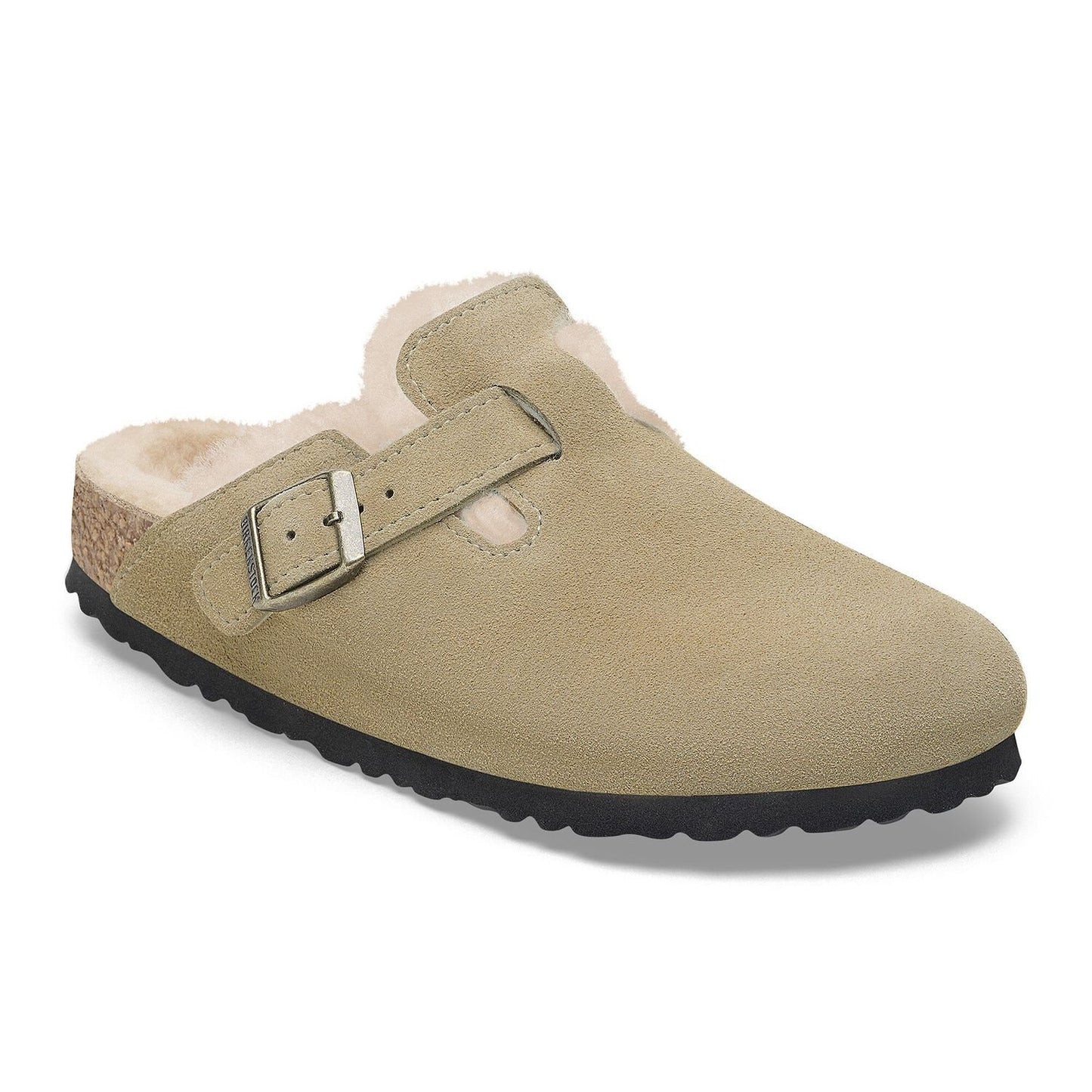 BIRKENSTOCK | WOMEN'S SANDALS | BOSTON SHEARLING SUEDE LEATHER/FUR TAUPE | GREEN