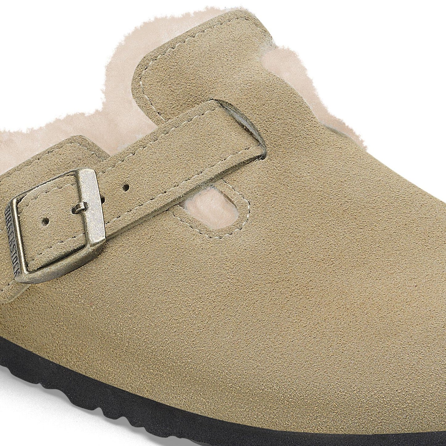 BIRKENSTOCK | WOMEN'S SANDALS | BOSTON SHEARLING SUEDE LEATHER/FUR TAUPE | GREEN