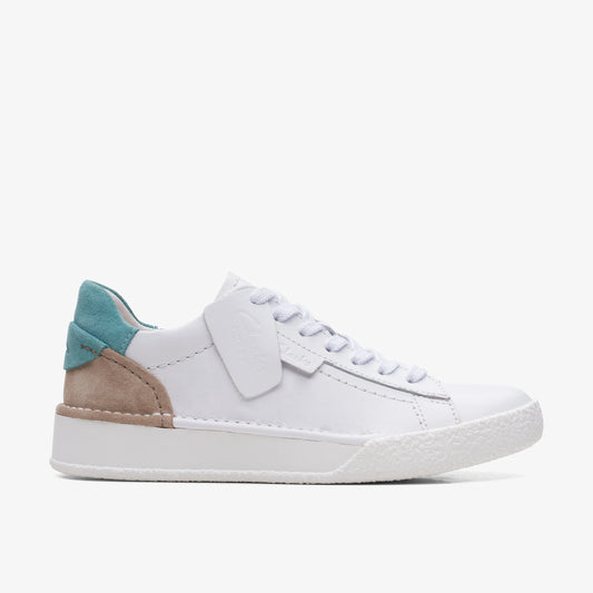 Sneakers De La Marca Clarks  Para Mujer Modelo Craft Cup Lace White/Turquoise En Color Blanco