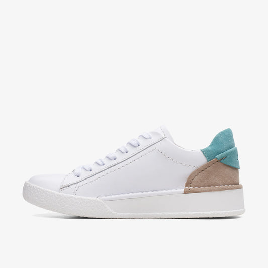 Sneakers De La Marca Clarks  Para Mujer Modelo Craft Cup Lace White/Turquoise En Color Blanco