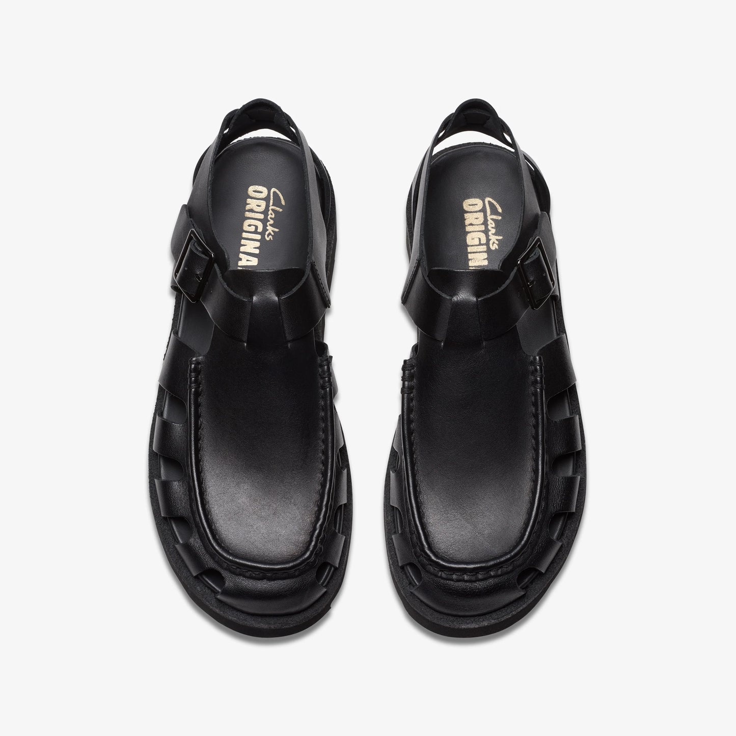 Sandalias De La Marca Clarks  Para Hombre Modelo Meare Buckle Black Leather En Color Negro