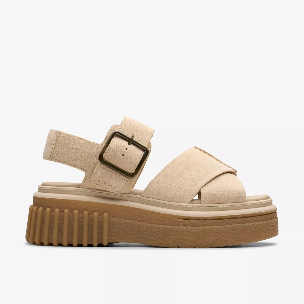 Sandalias De La Marca Clarks  Para Mujer Modelo Evamar Wish Ecru Suede En Color Beige