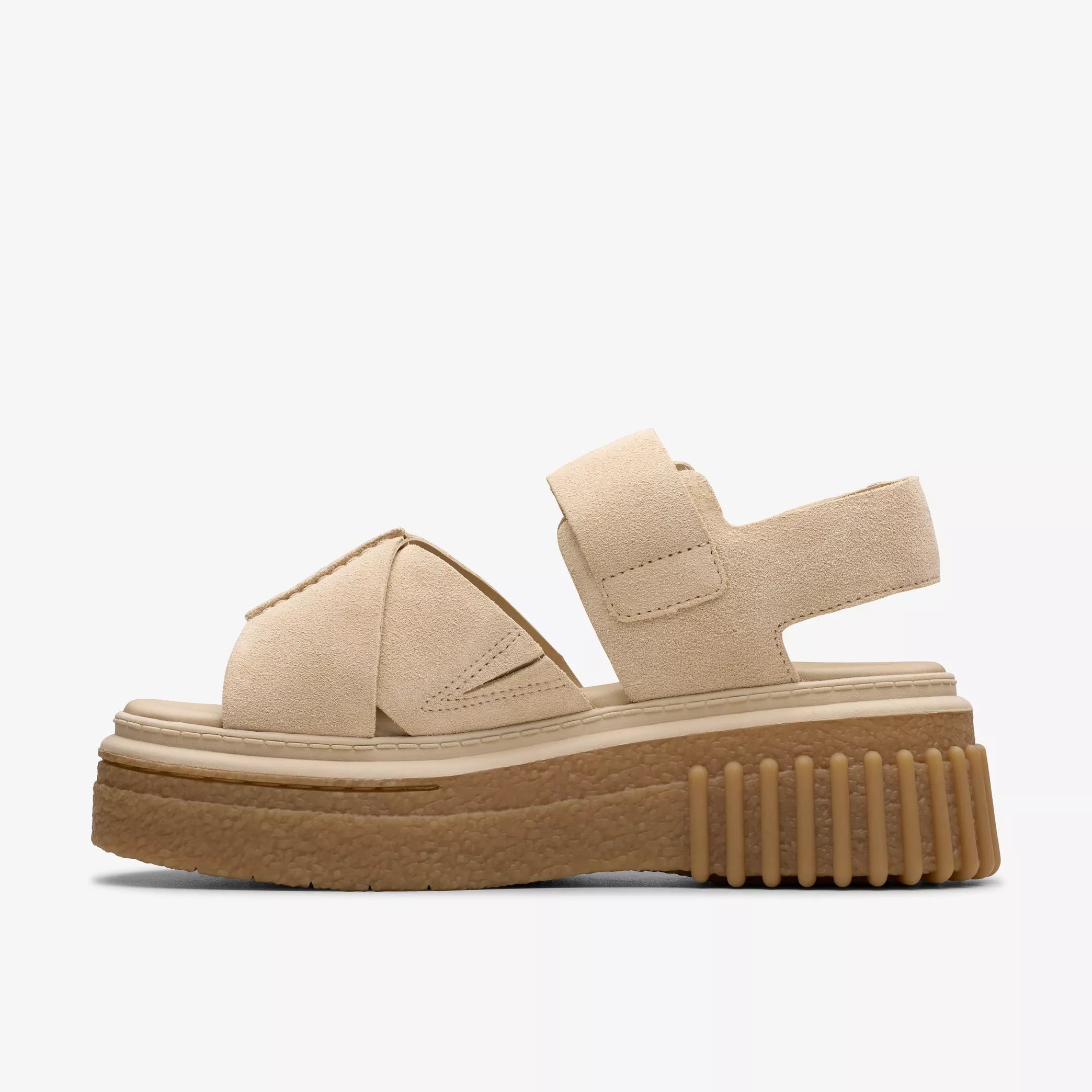 Sandalias De La Marca Clarks  Para Mujer Modelo Evamar Wish Ecru Suede En Color Beige