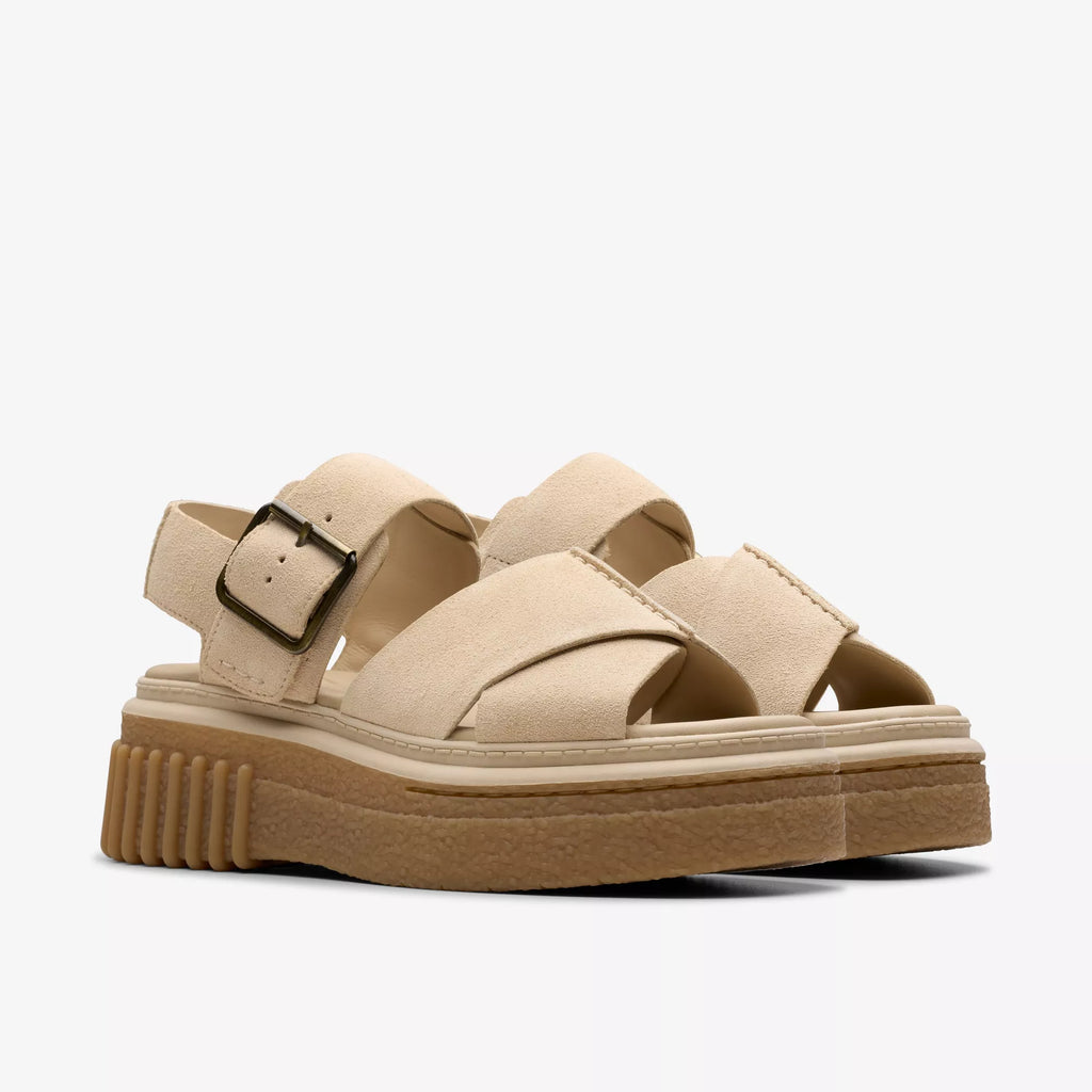 Sandalias De La Marca Clarks  Para Mujer Modelo Evamar Wish Ecru Suede En Color Beige