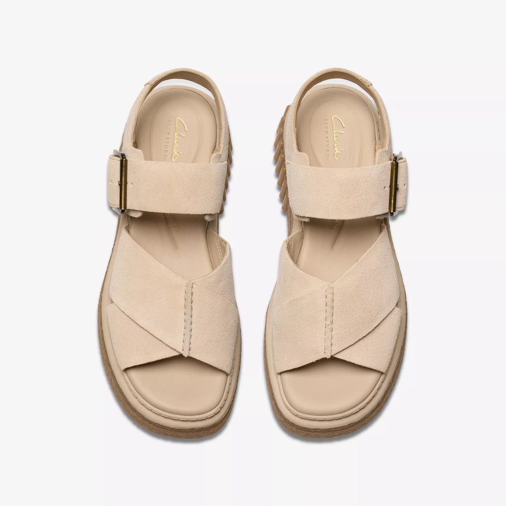 Sandalias De La Marca Clarks  Para Mujer Modelo Evamar Wish Ecru Suede En Color Beige