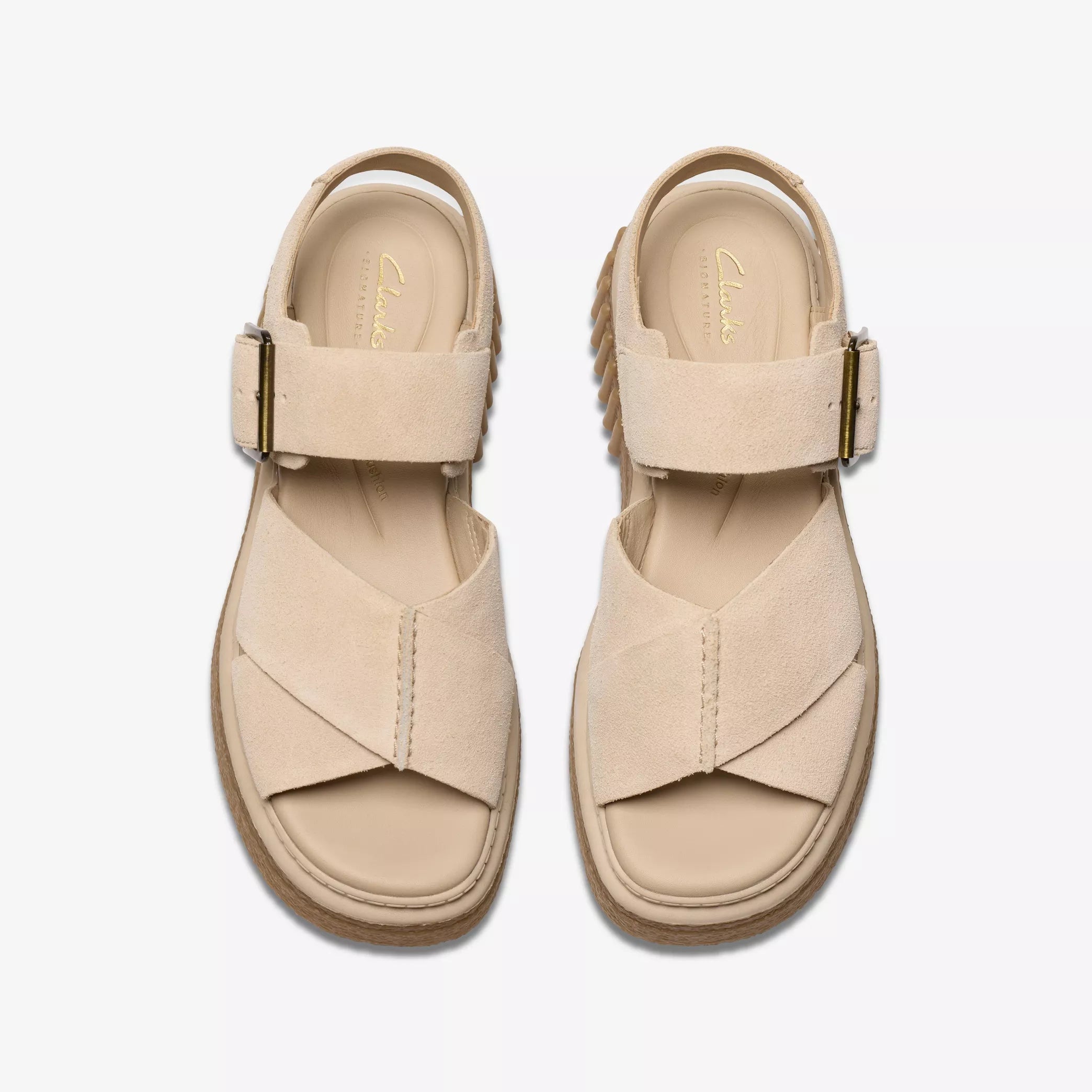 Sandalias De La Marca Clarks  Para Mujer Modelo Evamar Wish Ecru Suede En Color Beige