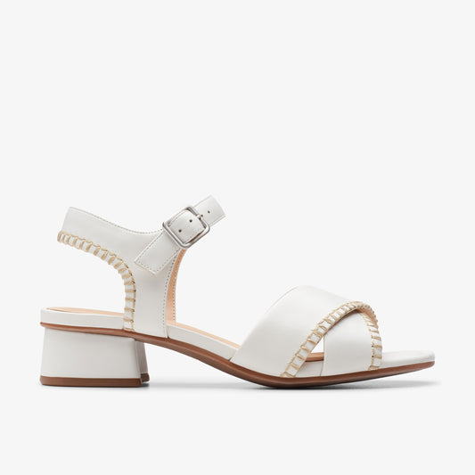 CLARKS | 女性休闲凉鞋 | SERINA35 CROSS OFF WHITE LEA | 白色的