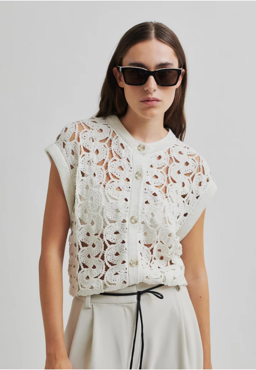 SECOND FEMALE | CHALECO | MUJER | CORALIE KNIT VEST | BLANCO