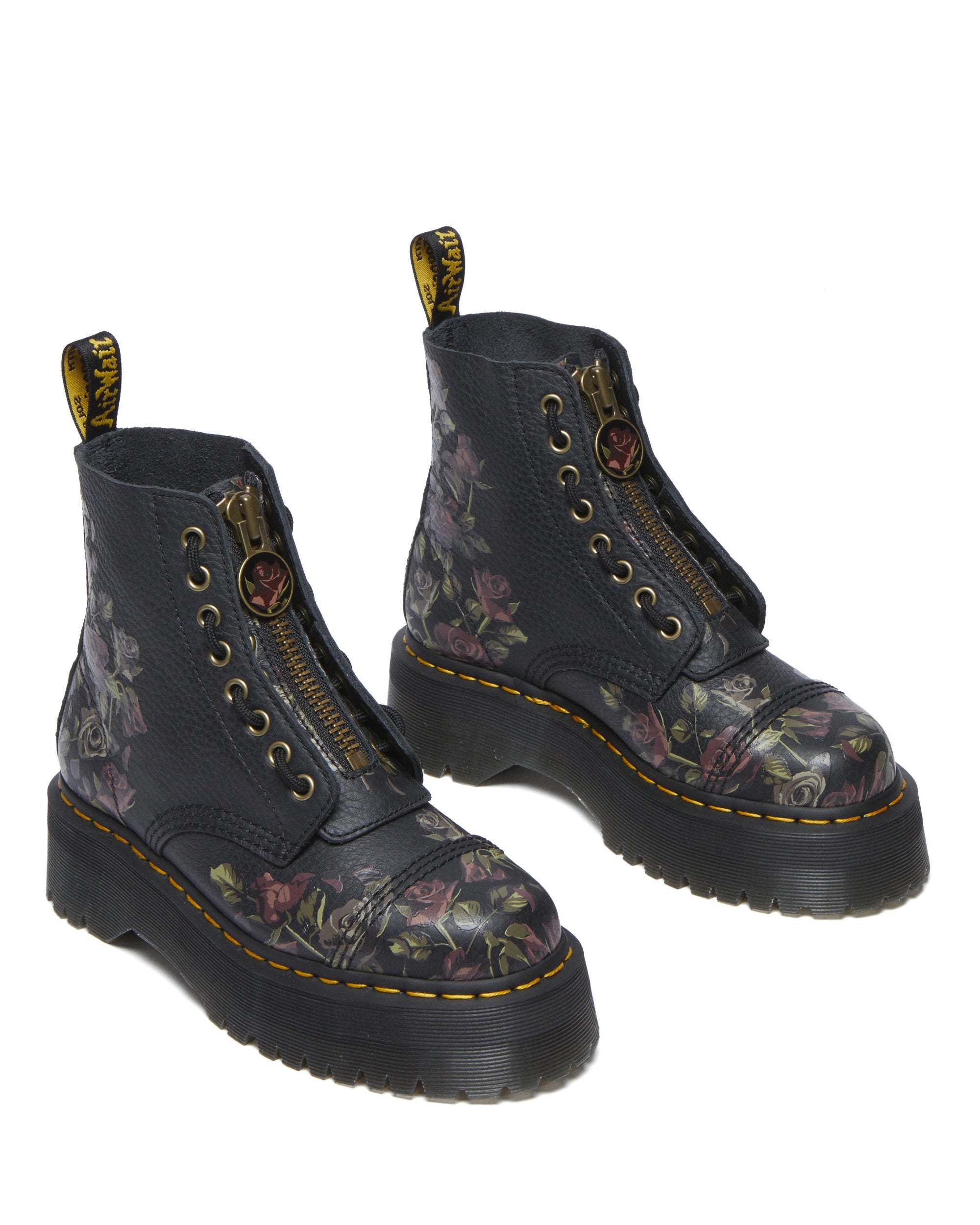 DR. MARTENS | BOTINES | MUJER | SINCLAIR DECAYED ROSES CLASSIC TUMBLED NAPPA BLACK MILLED | NEGRO