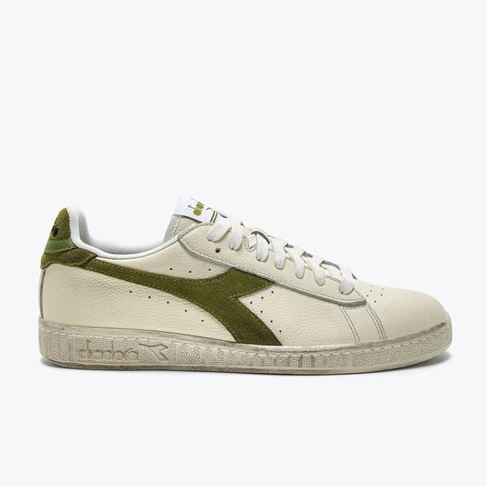 DIADORA | UNISEX SNEAKERS | GAME L LOW WAXED SUEDE POP WHITE/FERN | WHITE