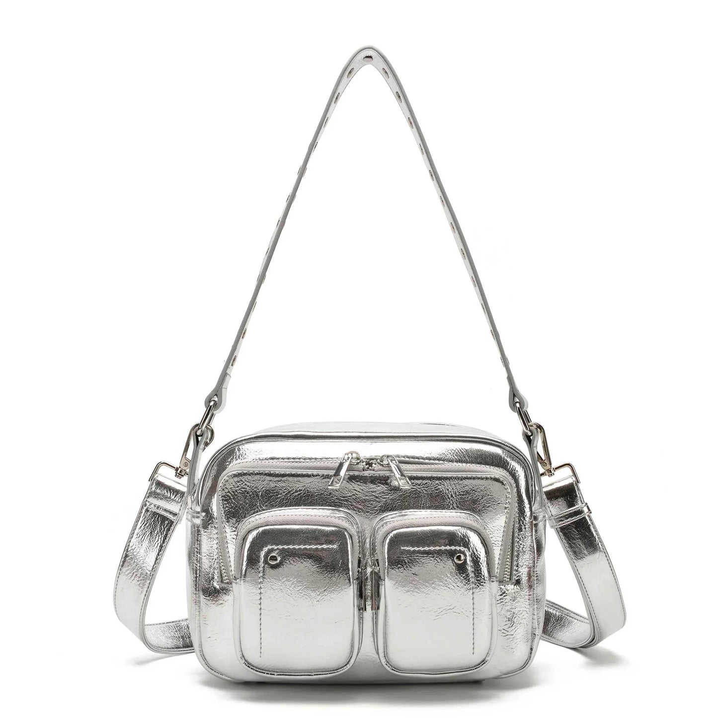 NUNOO | 女性のためのクロスボディ | ELLIE RECYCLED COOL SILVER | 銀