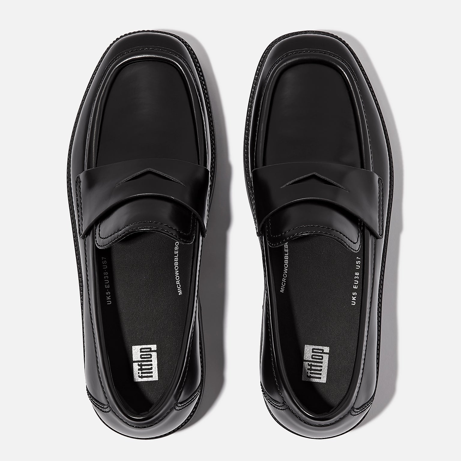 FITFLOP | MOCASINES | MUJER | W F LUMA CHUNKY SNAFFLE BOX LEATHER D/WEDGE LOAFERS BLACK | NEGRO