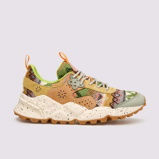 FLOWER MOUNTAIN | SNEAKERS | DONA | KOTETSU WOMAN SUEU/KNITTED MULTI FABRIC GREY-PEACH-SAND